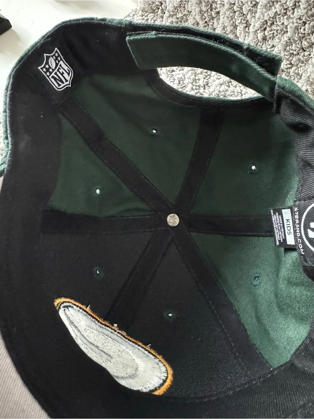 Green Bay Packers Hat with Embroidered logo Kids Size